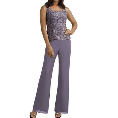 Mother of The Bride Dresses Pant Suits Three Pieces Formal Suit Lace Wedding Guest Outfit