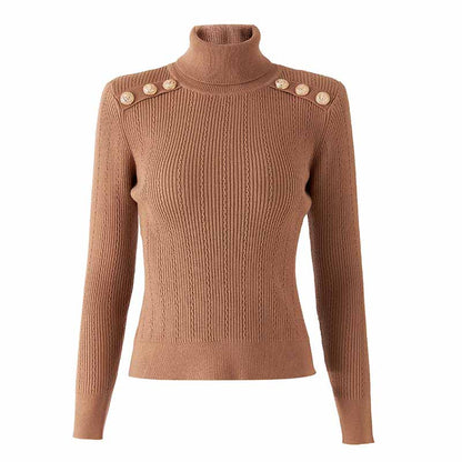 6 Colors High Collar Sweater Women Wool Blended Slim Fit Top