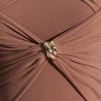 Womens Hollowed out twisted top slim fit long sleeved T-shirt top