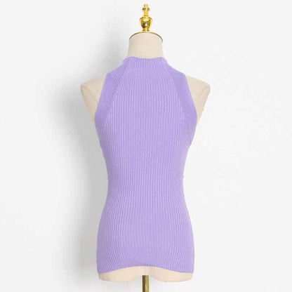 Women's Cutout Twist-front Ribbed Cotton-blend Tank Top