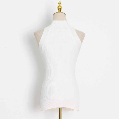 Women's Cutout Twist-front Ribbed Cotton-blend Tank Top