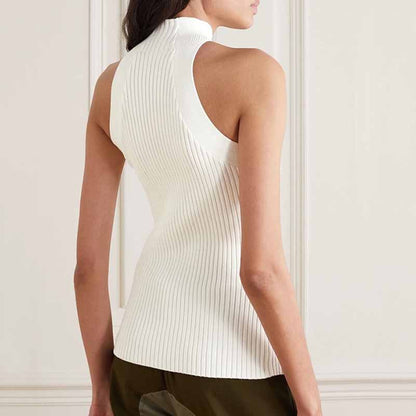 Women's Cutout Twist-front Ribbed Cotton-blend Tank Top