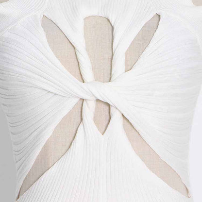 Women's Cutout Twist-front Ribbed Cotton-blend Tank Top