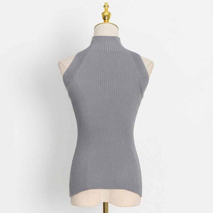 Women's Cutout Twist-front Ribbed Cotton-blend Tank Top
