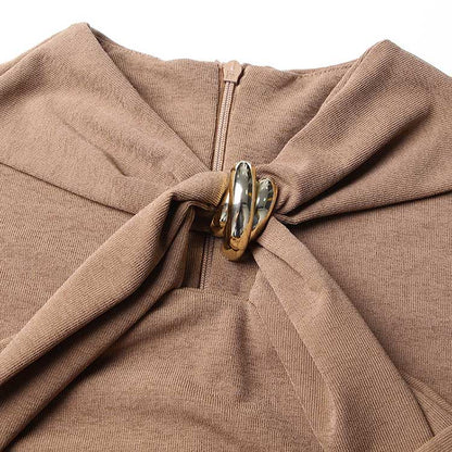 Long Sleeve Cut Out Knitted Midi Dress