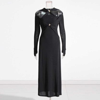 Long Sleeve Cut Out Knitted Midi Dress