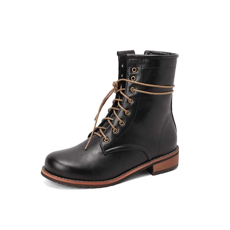 Women's Low Heel Lace-Up Boots