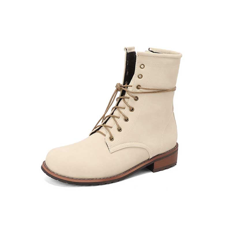 Women's Low Heel Lace-Up Boots