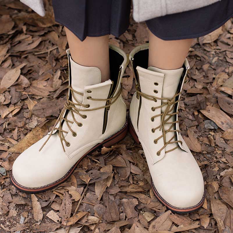 Women's Low Heel Lace-Up Boots