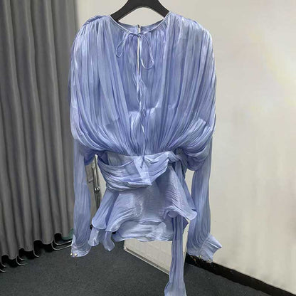 Women's Pleated Ruffle Mini Dress