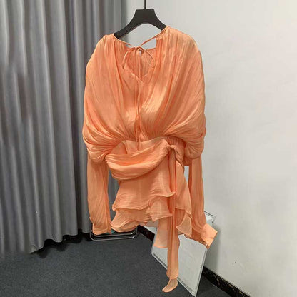 Women's Pleated Ruffle Mini Dress