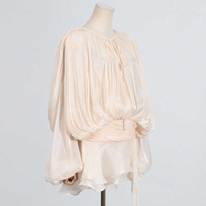 Women's Pleated Ruffle Mini Dress