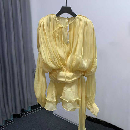 Women's Pleated Ruffle Mini Dress