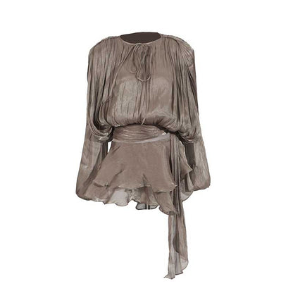 Women's Pleated Ruffle Mini Dress