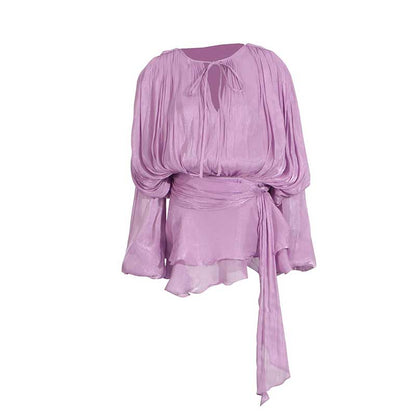 Women's Pleated Ruffle Mini Dress