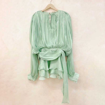 Women's Pleated Ruffle Mini Dress