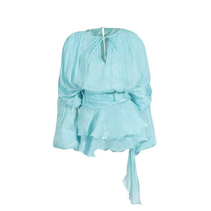 Women's Pleated Ruffle Mini Dress