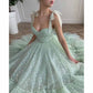 Tulle Prom Dresses Tea Length Spaghetti Straps Formal Evening Party Gowns for Women
