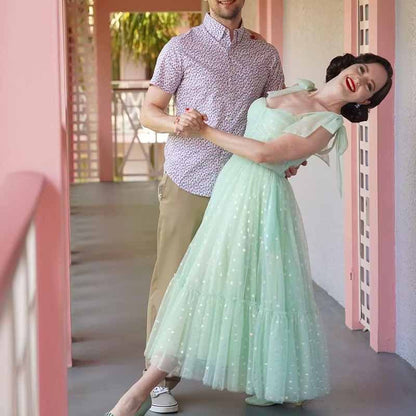 Tulle Prom Dresses Tea Length Spaghetti Straps Formal Evening Party Gowns for Women