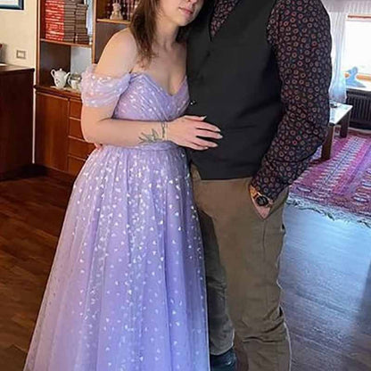 Off Shoulder Tulle Homecomng Dress Tea Length Formal Dress Party Gowns with Belt