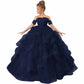 Spagehtti Strap Princess Flower Girl Dresses Applique Tulle Kids Prom Ball Gown