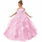 Spagehtti Strap Princess Flower Girl Dresses Applique Tulle Kids Prom Ball Gown