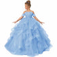 Spagehtti Strap Princess Flower Girl Dresses Applique Tulle Kids Prom Ball Gown