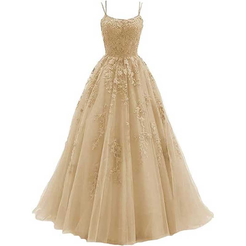 Lace Prom Dresses Long Spaghetti Strap Wedding Guest Dress Wedding Gowns