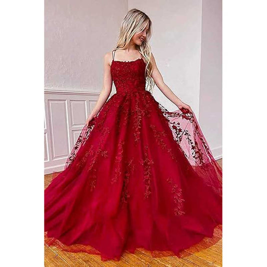 Lace Prom Dresses Long Spaghetti Strap Wedding Guest Dress Wedding Gowns