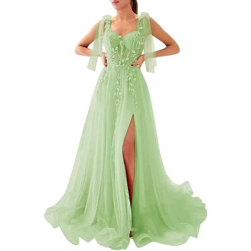 Garden Prom Dress Tulle Long Appliques Birthday Party Ball Gowns Wedding Prom