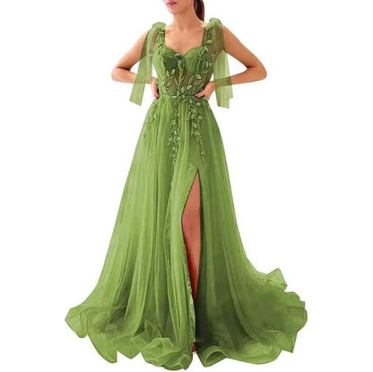 Garden Prom Dress Tulle Long Appliques Birthday Party Ball Gowns Wedding Prom