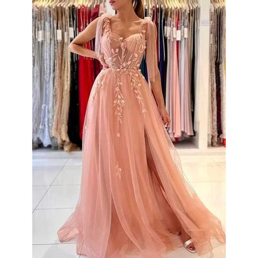 Garden Prom Dress Tulle Long Appliques Birthday Party Ball Gowns Wedding Prom