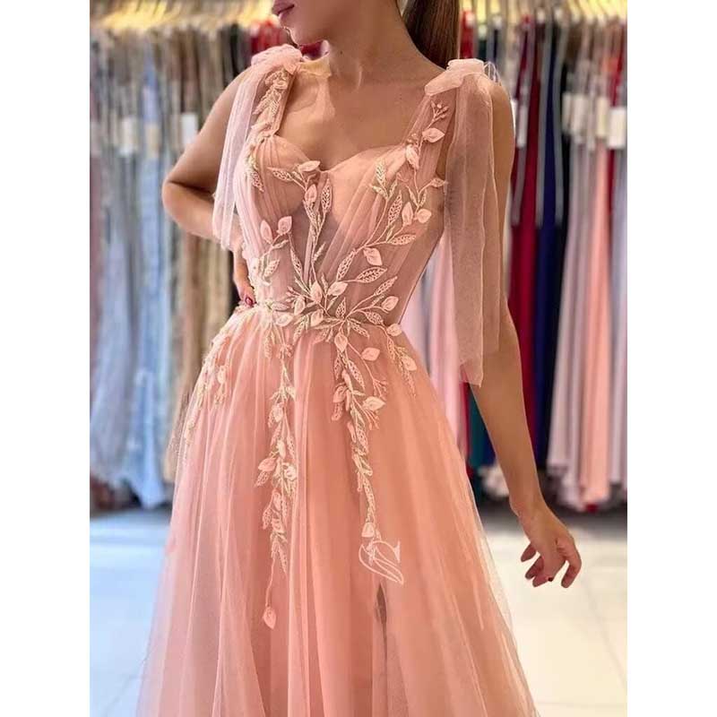 Garden Prom Dress Tulle Long Appliques Birthday Party Ball Gowns Wedding Prom