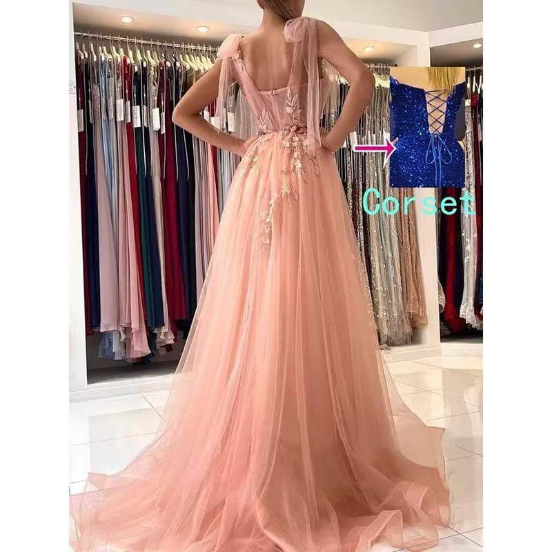 Garden Prom Dress Tulle Long Appliques Birthday Party Ball Gowns Wedding Prom