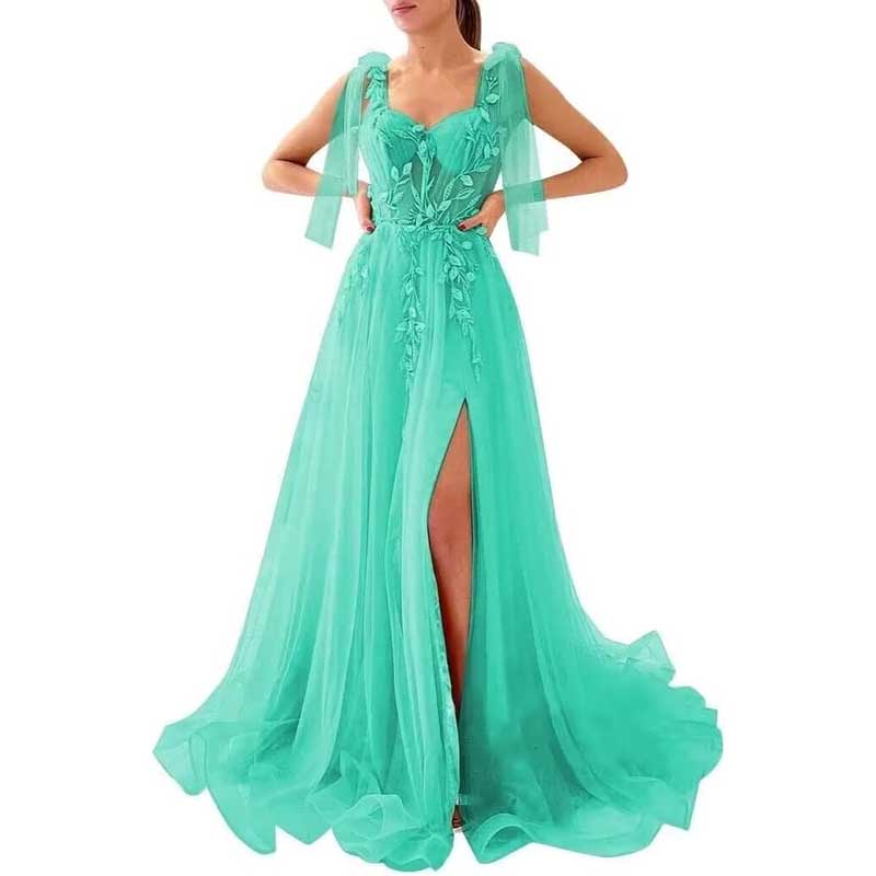 Garden Prom Dress Tulle Long Appliques Birthday Party Ball Gowns Wedding Prom