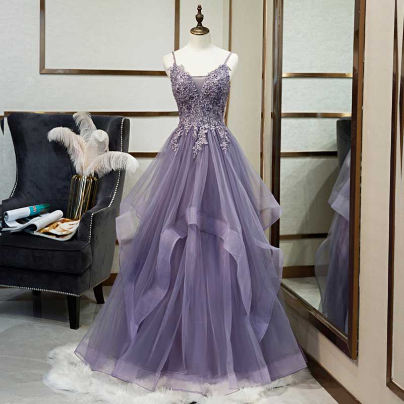 Lace Tulle Prom Dresses Teens Ruffles Event Dress