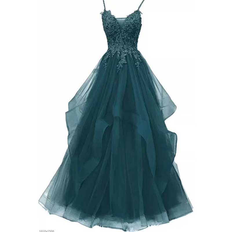 Lace Tulle Prom Dresses Teens Ruffles Event Dress