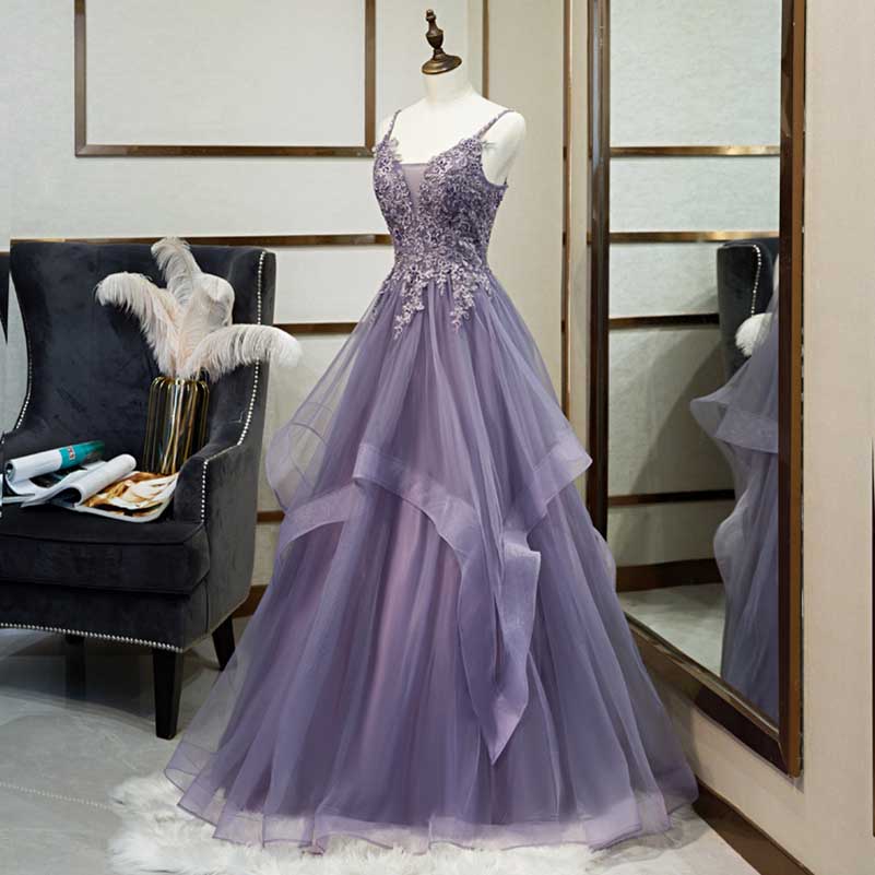 Lace Tulle Prom Dresses Teens Ruffles Event Dress