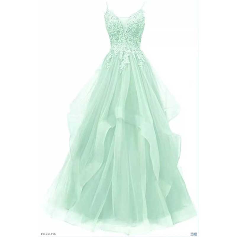 Lace Tulle Prom Dresses Teens Ruffles Event Dress