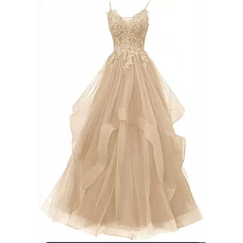 Lace Tulle Prom Dresses Teens Ruffles Event Dress