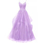 Lace Tulle Prom Dresses Teens Ruffles Event Dress