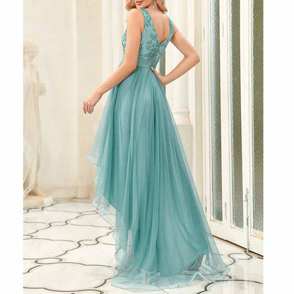 Women A Line Bridesmaid Dress High-Low Sequin Wedding Guest Dress Tutu Gowns