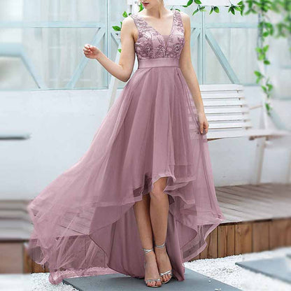 Women A Line Bridesmaid Dress High-Low Sequin Wedding Guest Dress Tutu Gowns