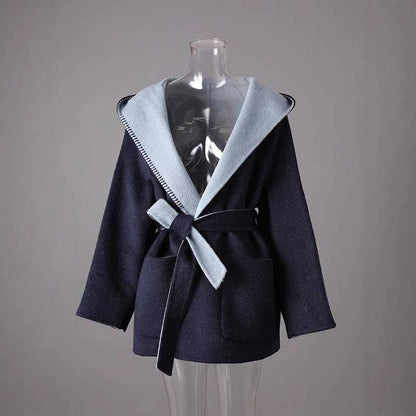 Stylish two-sided winter coat women with a cozy design and adjustable tie belt for versatile wear