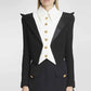 Womne's Crop Jacket 6 Button Black White Blazer