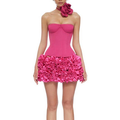 Corset Flower Two-Piece Set Mini Skirt Suit