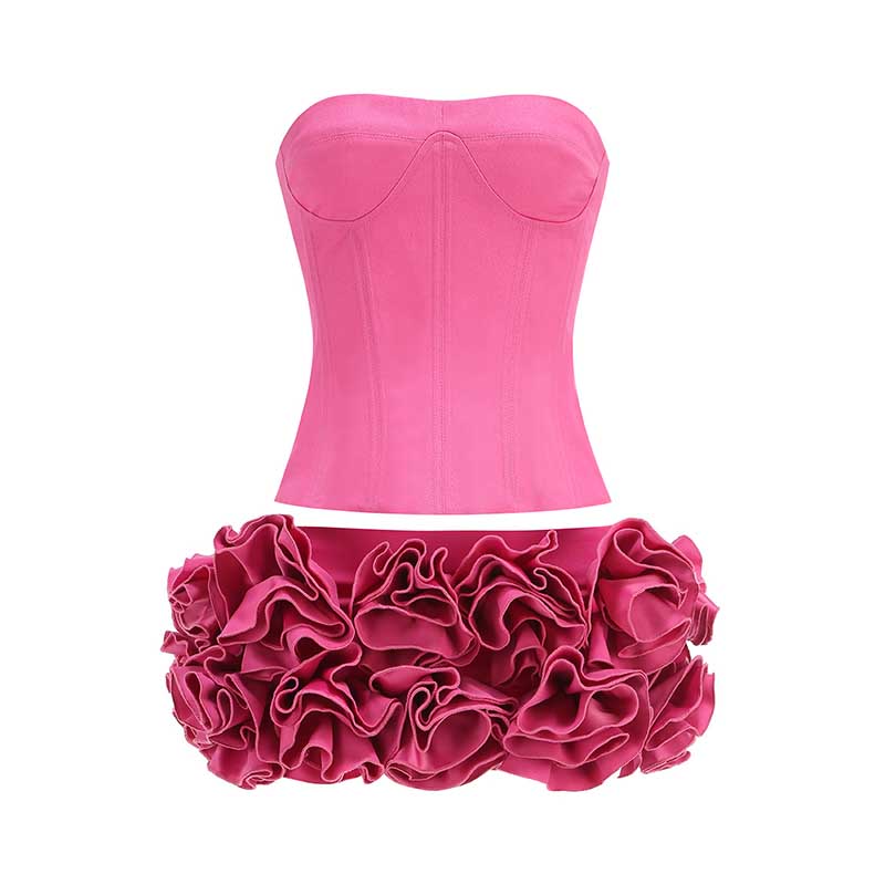 Corset Flower Two-Piece Set Mini Skirt Suit