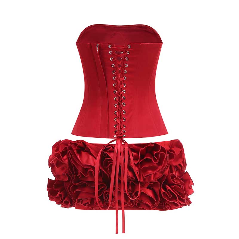 Corset Flower Two-Piece Set Mini Skirt Suit