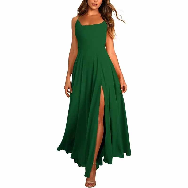 Long Chiffon Bridesmaid Dresses For Wedding A Line Cowl Neck High Slit SD Dresscode & Fashiontrends Long Chiffon Bridesmaid Dresses For Wedding A Line Cowl Neck High Slit SD Dresscode & Fashiontrends