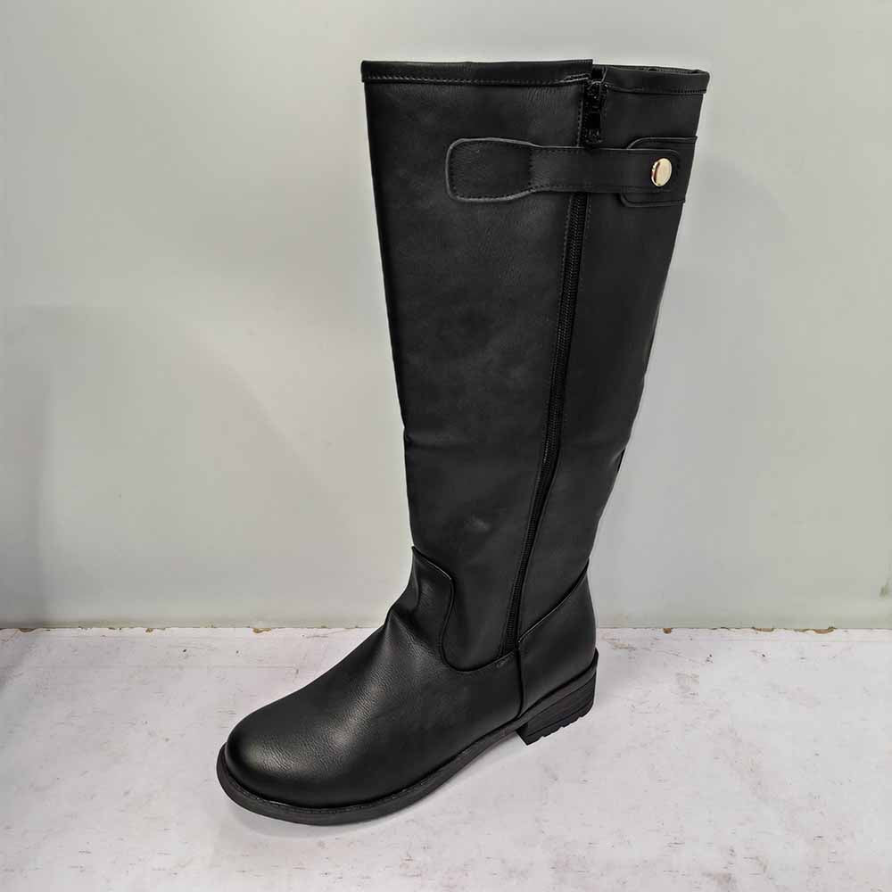 Unisex faux leather riding boots in black with simple design and comfortable fit